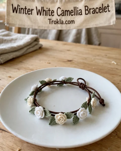 Winter White Camellia Bracelet Free Crochet Pattern