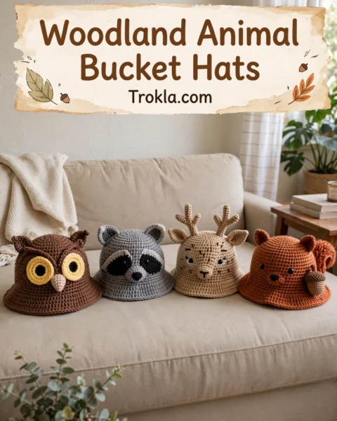 Woodland Animal Bucket Hats Free Crochet Pattern