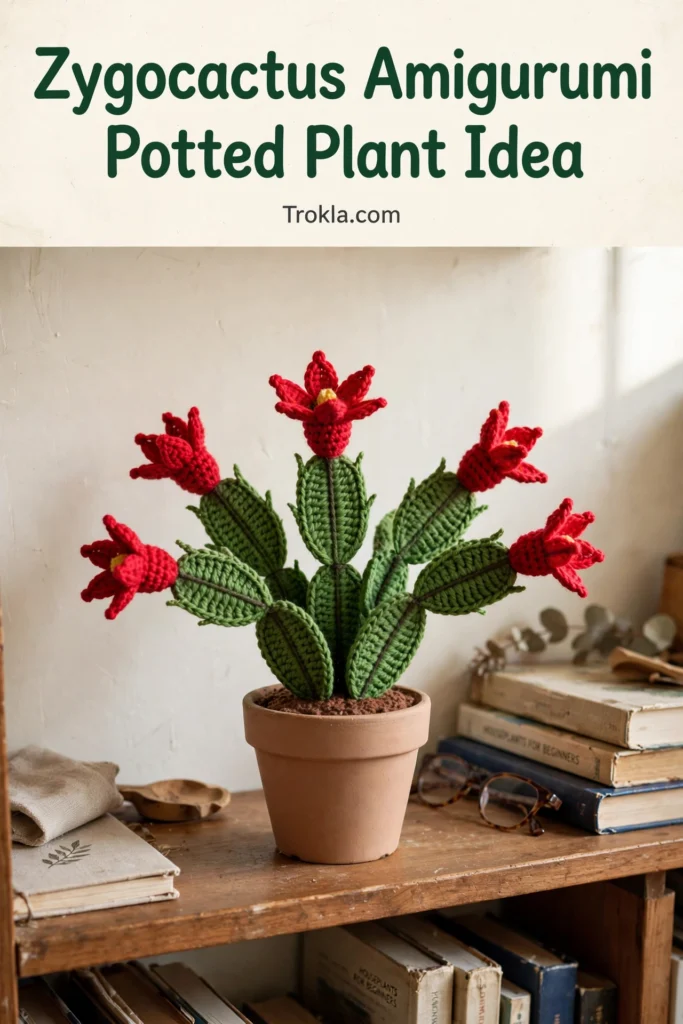Zygocactus Amigurumi Potted Plant
